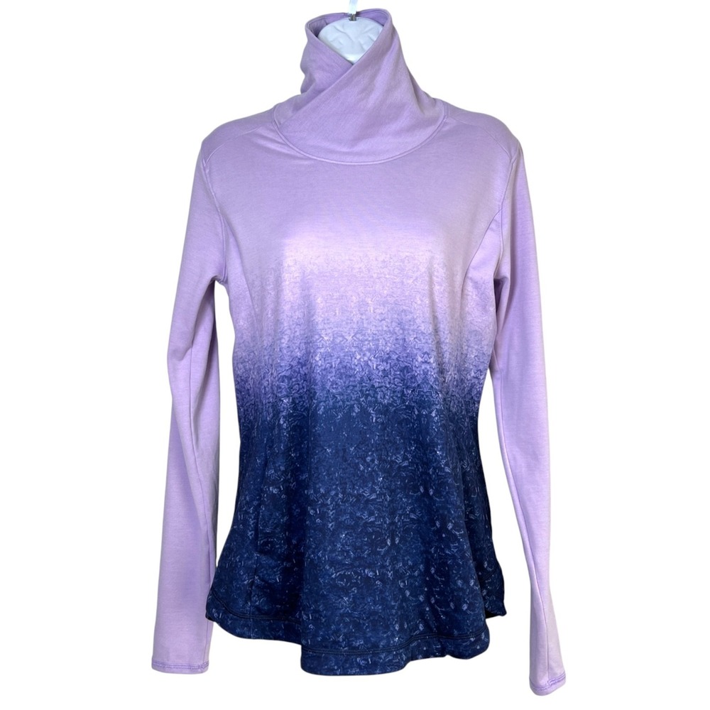 Calia Womens Performance Running Top Sz M Purple Ombre High Neck Athleisure Yoga